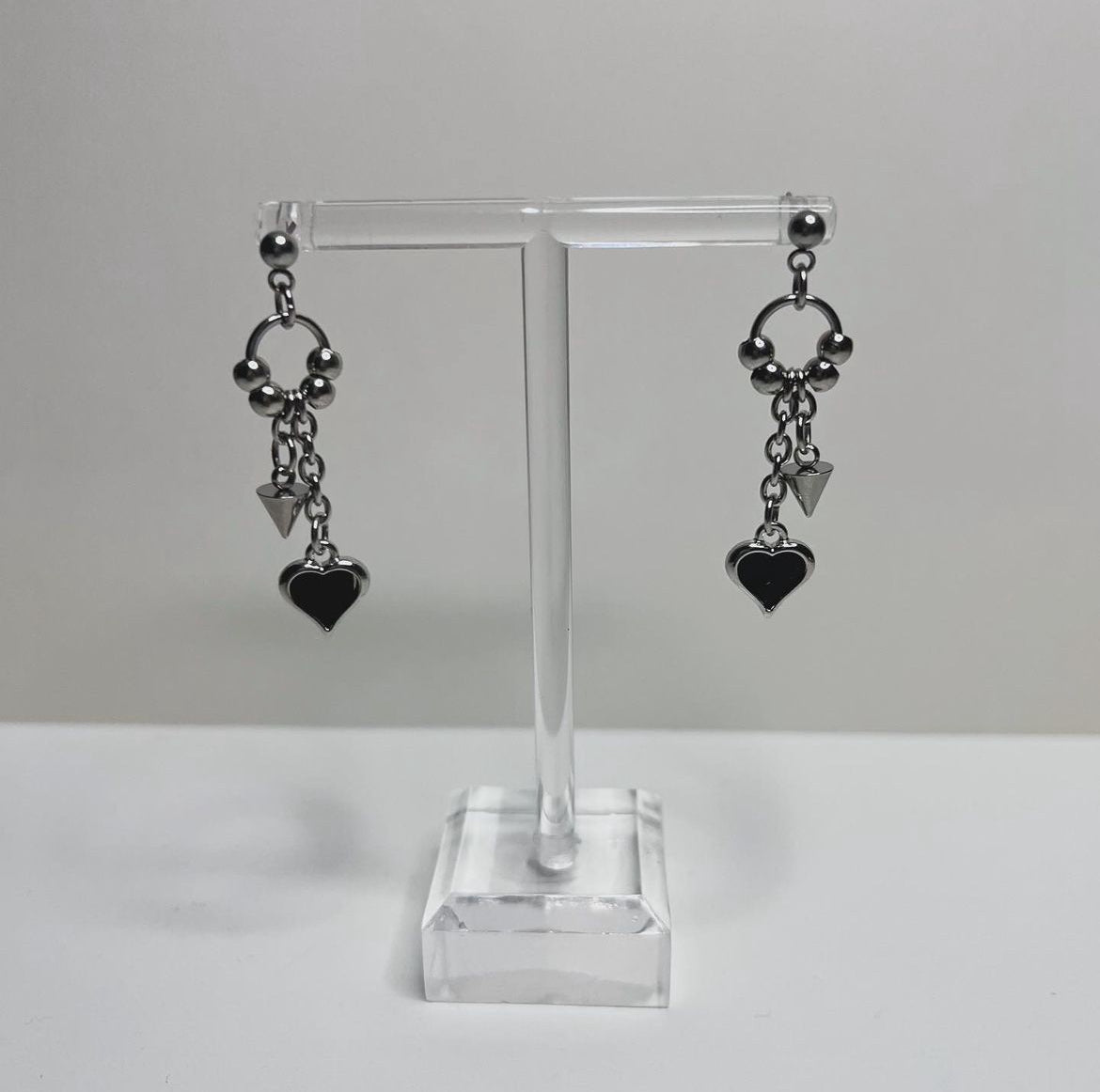 Bubble Drop Heart Spike Earrings