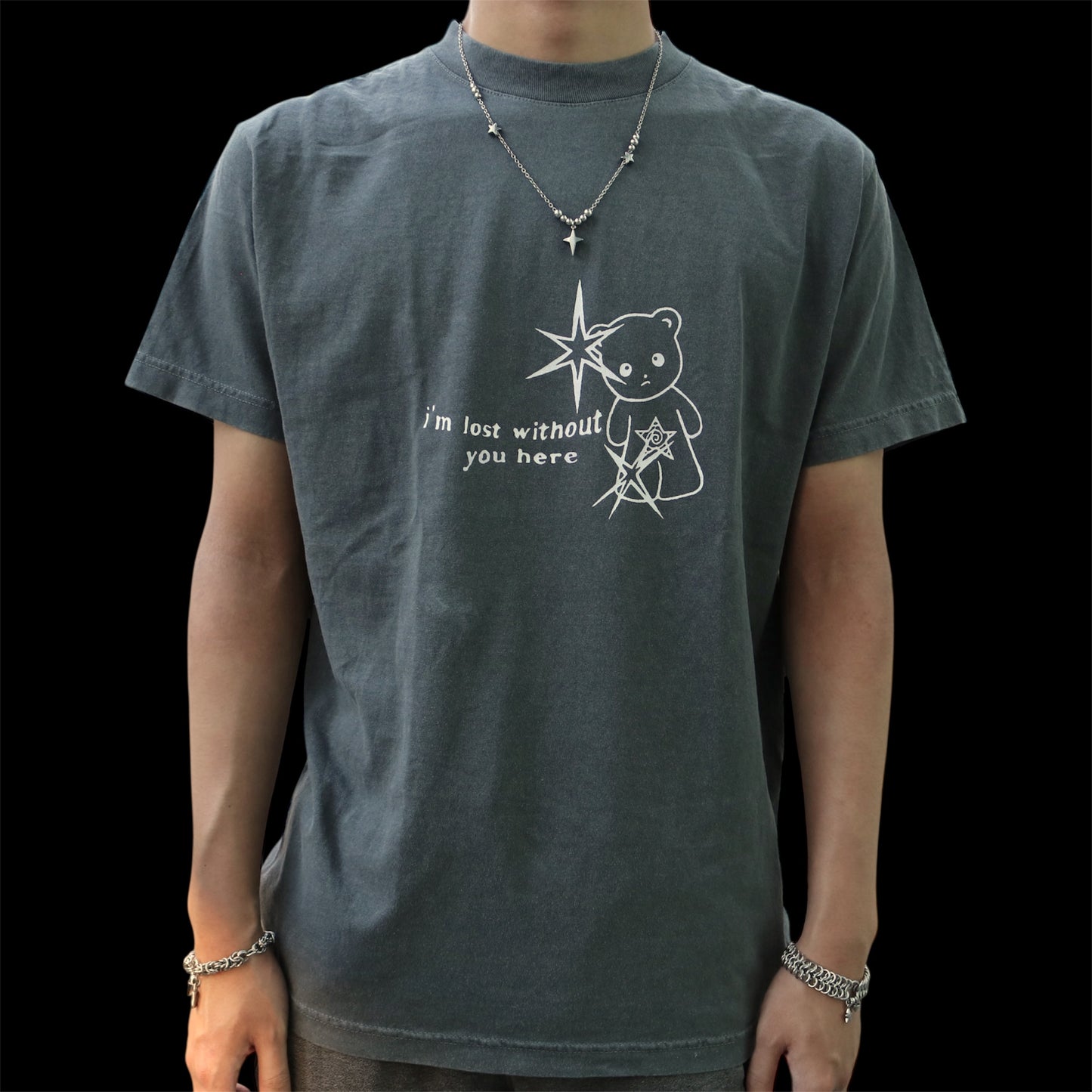 Faded black i’m lost without you bear t-shirt 