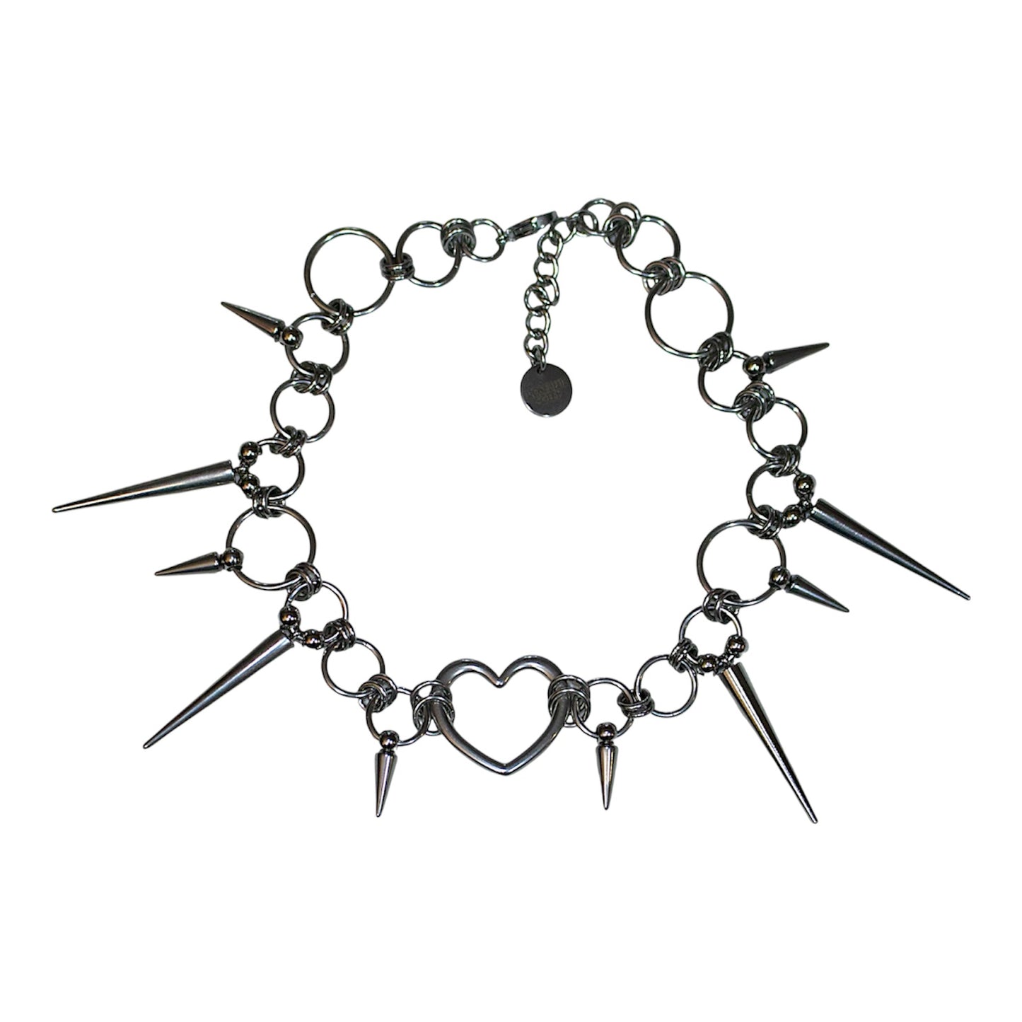 Spiky heart choker on a white background