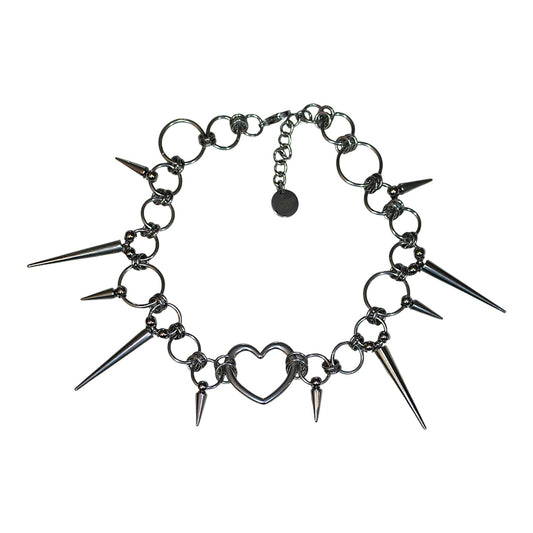Spiky heart choker on a white background