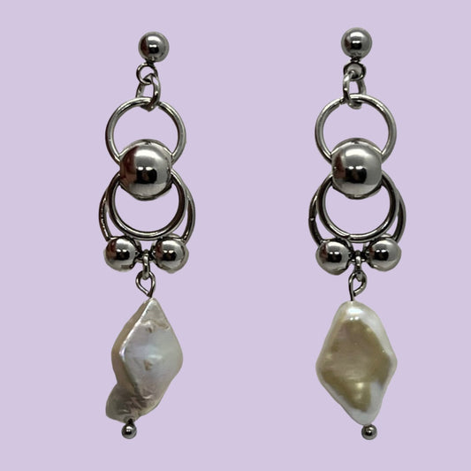 pearl orbit earrings