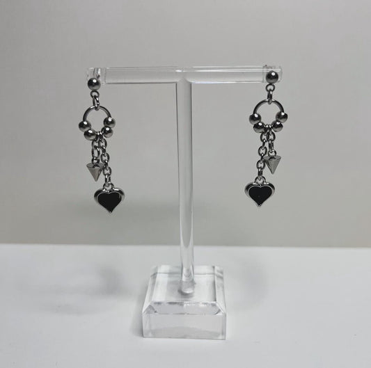 bubble drop heart spike earrings