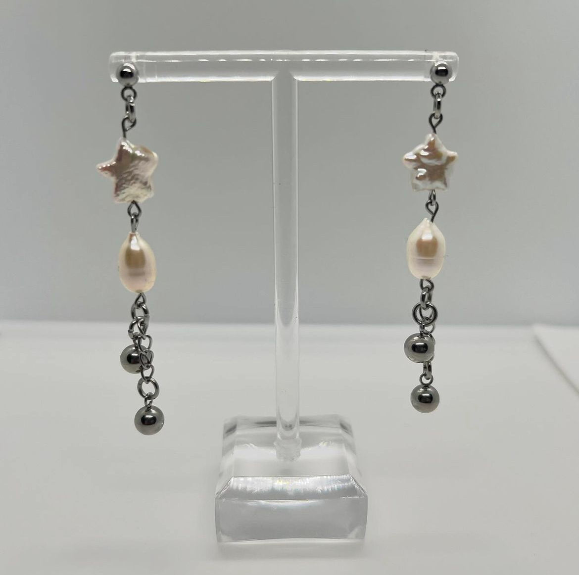 pearl star bubble drop earrings