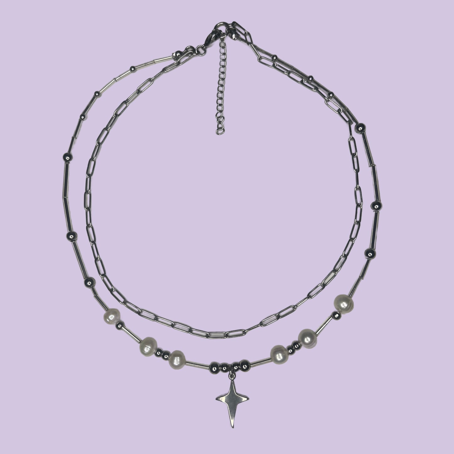 dainty star cross pearl necklace v2