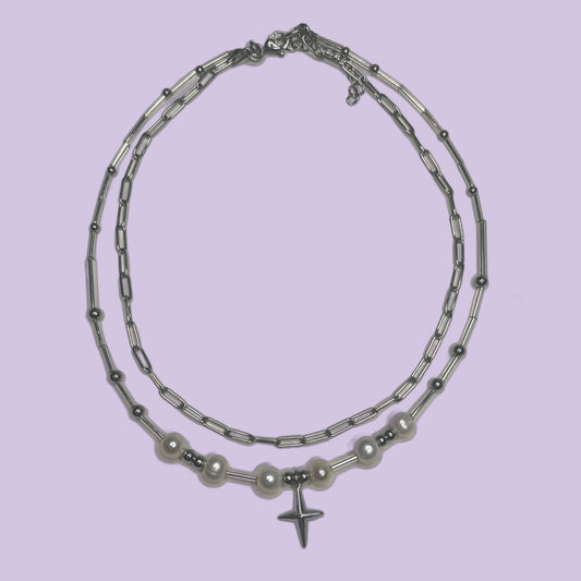 dainty star cross pearl necklace v1